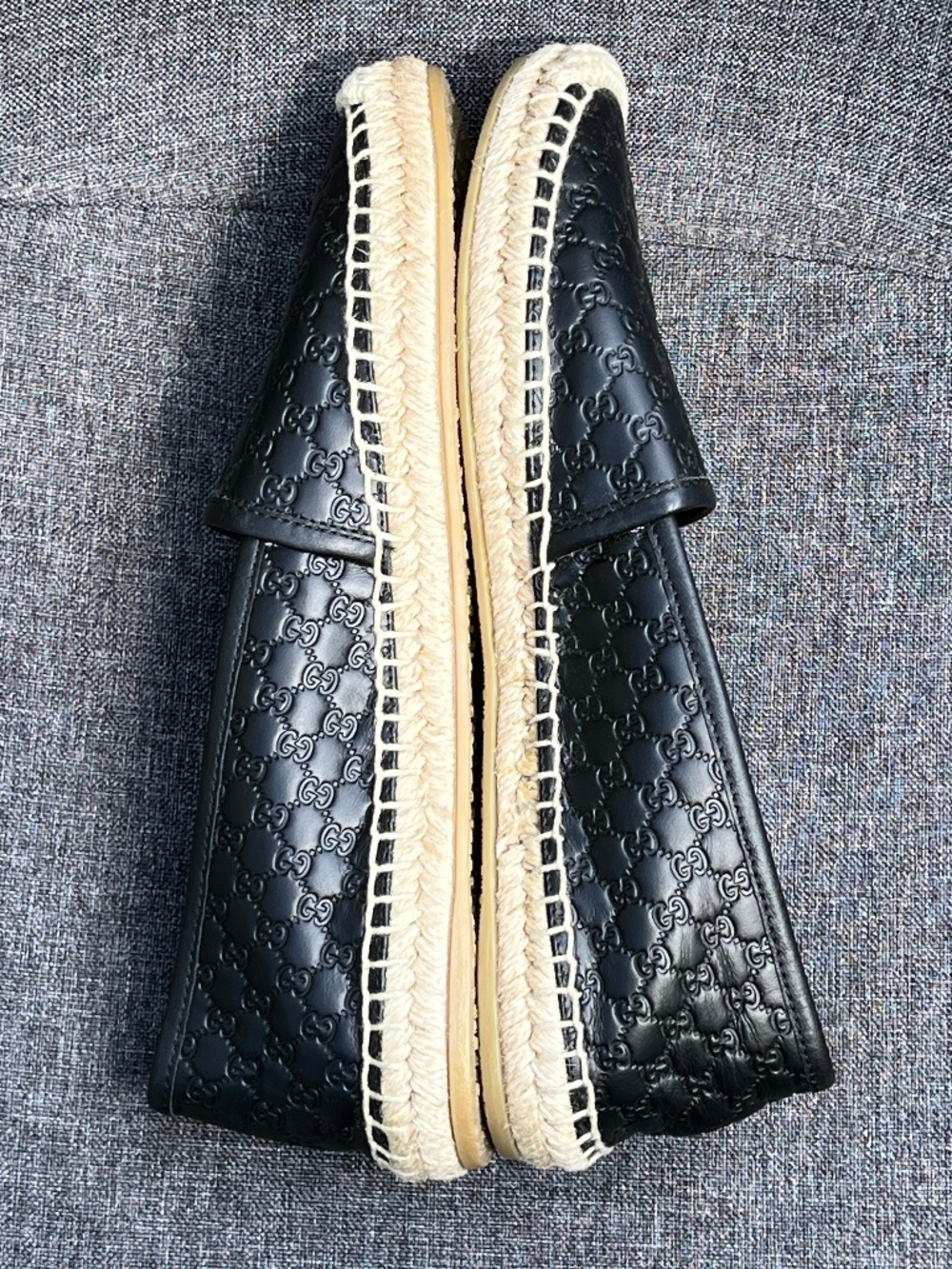 Gucci Microguccissima Signature Espadrilles 37 7 7.5 Calfskin Black Leather Shoe - Picture 8 of 16